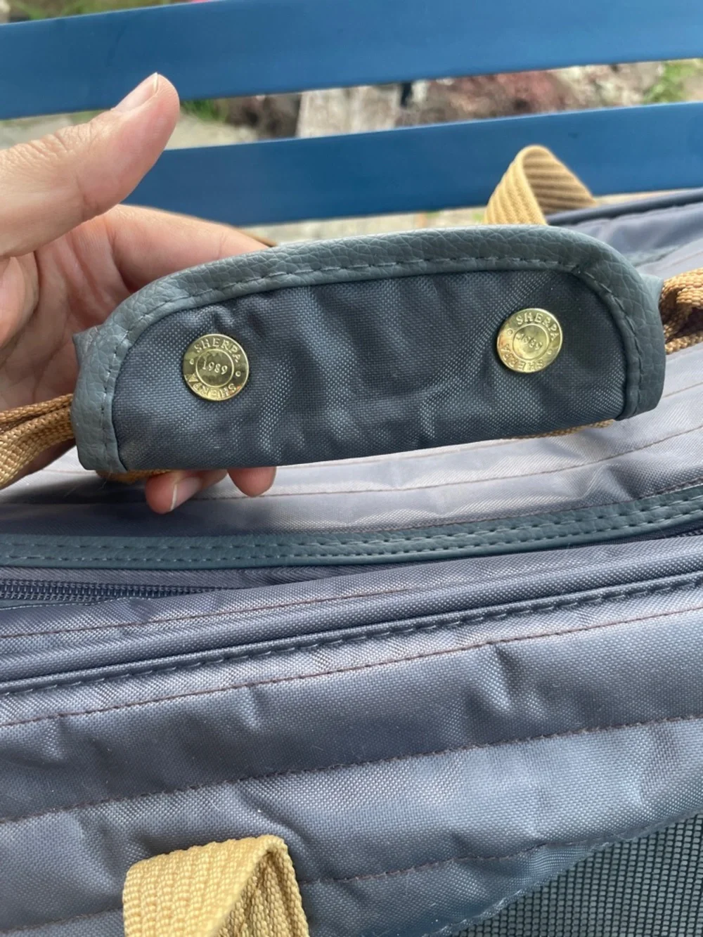 Soft-Sided Gray and Tan Cat Carrier with Mesh Ventilation